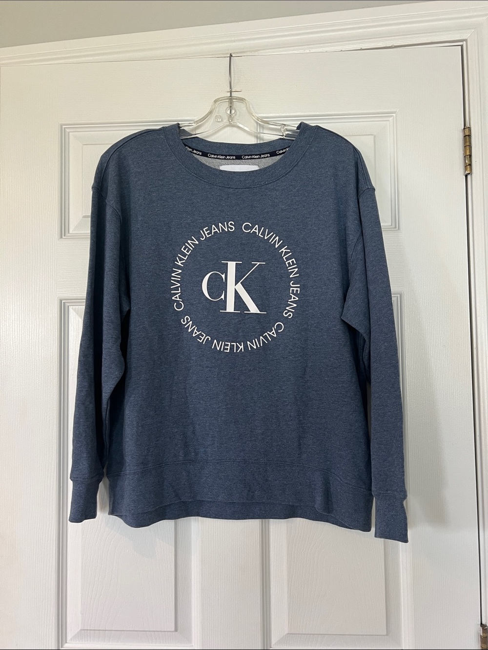 Calvin Klein Jeans Slate Blue Crewneck with White CK Emblem